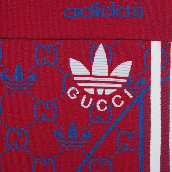 GUCCI PANTS RED GG LOGO TREFOIL JACQUARD JERSEY LEGGINGS sz L LARGE